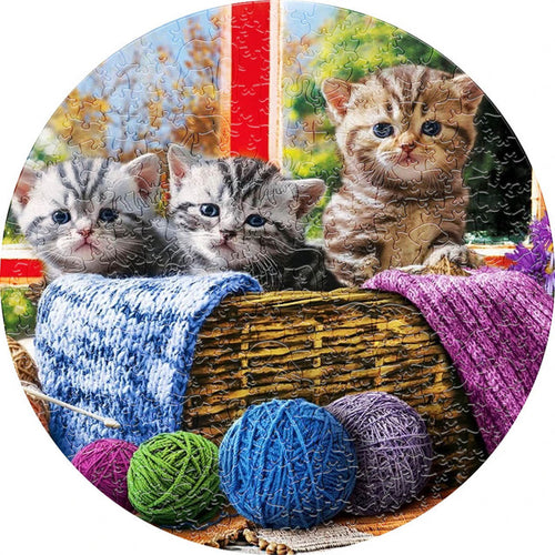 Puzzle 2D en Bois - Panier de chatons