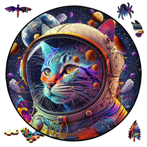 Puzzle 2D en Bois - Chat dans l'espace