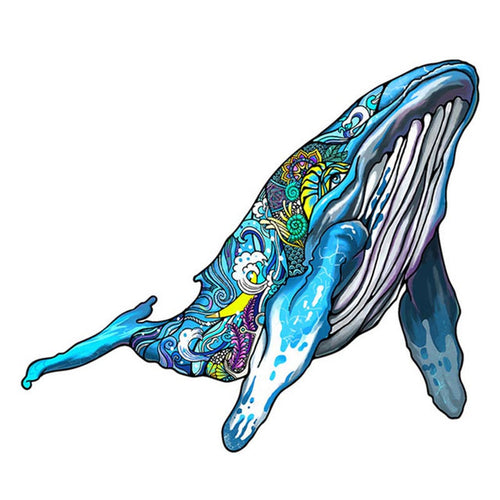 Puzzle 2D en Bois - Baleine Ascendante