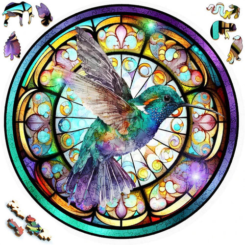 Puzzle 2D en Bois - Colibri Pastel