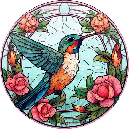 Puzzle 2D en Bois - Colibri Bleu Vert