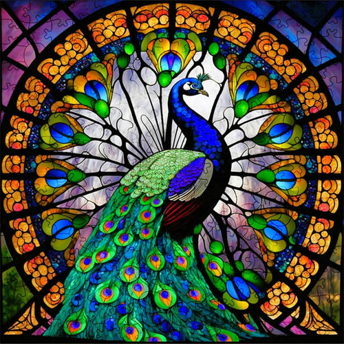 Puzzle 2D en Bois - Paon au repos