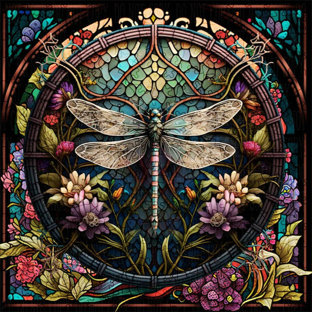 Puzzle 2D en Bois - Libellule grise