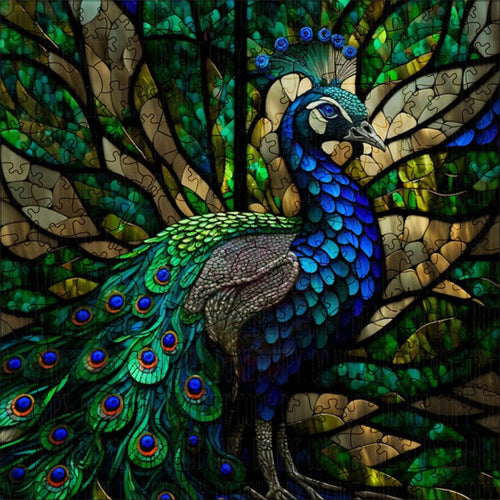 Puzzle 2D en Bois - Paon dans la Nature