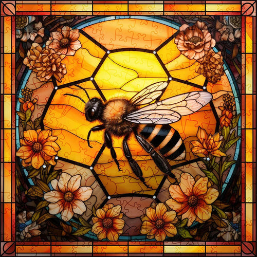Puzzle 2D en Bois - Abeille Fleur