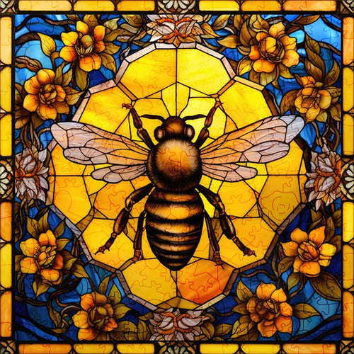Puzzle 2D en Bois - Abeille du Coucher de Soleil