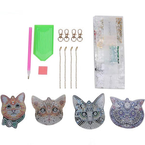 Pendentif Diamond Painting Chats Ensemble de 4 pièces