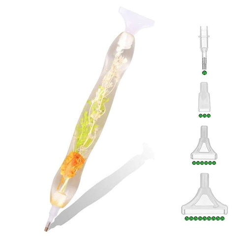 Stylo Premium Ergonomique Diamond Painting Plantes Vertes Orange