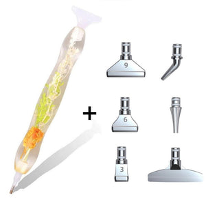 Stylo Premium Ergonomique Diamond Painting Plantes Vertes Orange
