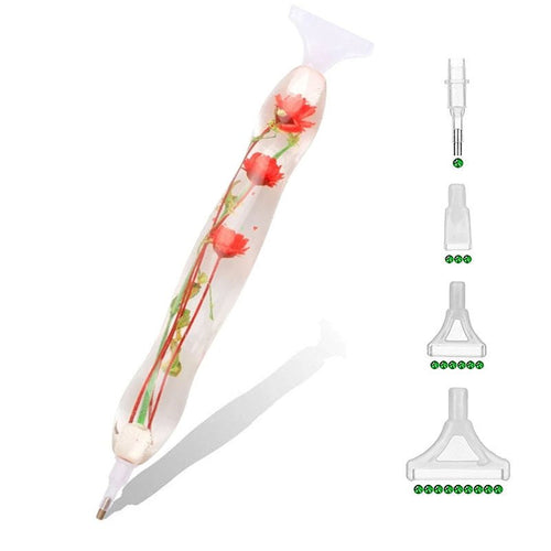 Stylo Premium Ergonomique Diamond Painting Fleurs Rouges