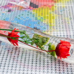 Stylo Premium Ergonomique Diamond Painting Fleurs Rouges