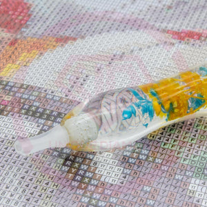 Stylo Premium Ergonomique Diamond Painting Plantes Turquoise Orange