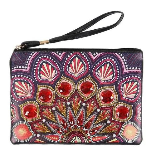 Sac Poignet Diamond Painting avec Paon Rouge