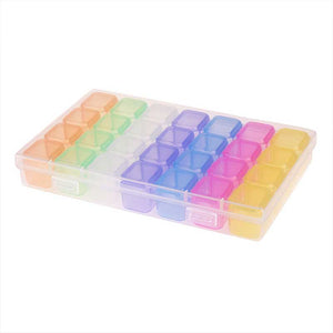 Boîte de Rangement L Diamond Painting avec 28 Compartiments Colorés Accessoires