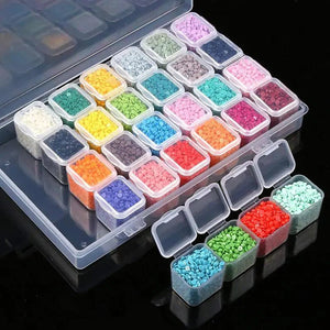 Boîte de Rangement L Diamond Painting avec 28 Compartiments Accessoires