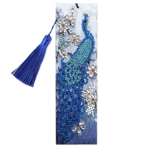 Marque-Pages Diamond Painting Paon Bleu