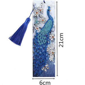 Marque-Pages Diamond Painting Paon Bleu