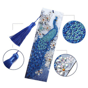 Marque-Pages Diamond Painting Paon Bleu