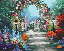 Charger l&#39;image dans la galerie, peinture par numéros | Allée d&#39;un jardin fleuri | fleurs paysages nouveautés complexe | FiguredArt