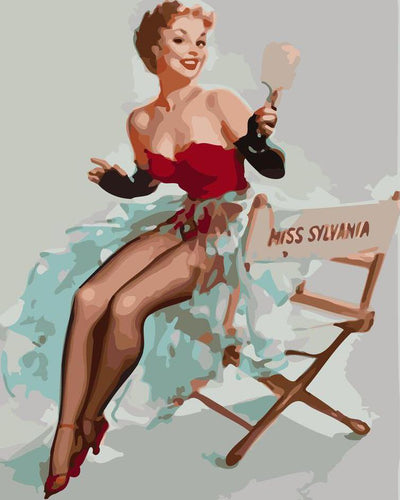 peinture par numéros | Pin-up Miss Sylvania | femmes pin-up nouveautés facile | FiguredArt