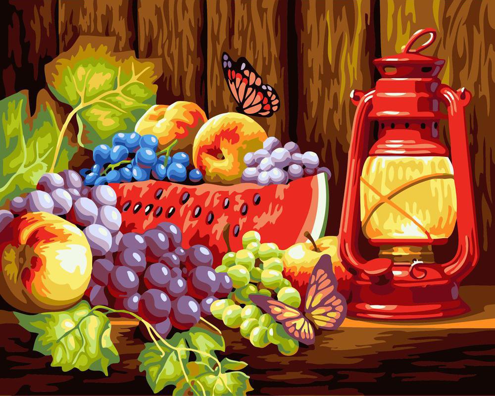 peinture par numéros | Fruits sur la table | animaux papillons cuisine nouveautés complexe | FiguredArt