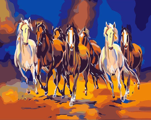 peinture par numéros | Les chevaux au galop | animaux chevaux nouveautés intermédiaire | FiguredArt