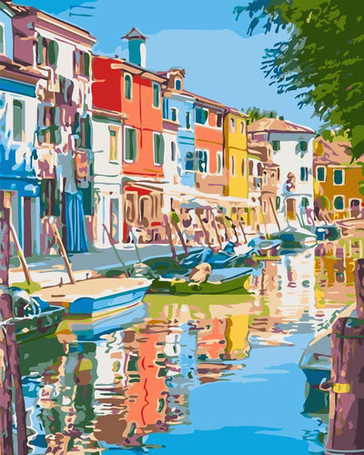 peinture par numéros | Canal paisible et Ville | ville nouveautés complexe | FiguredArt