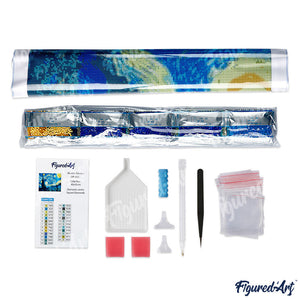 Broderie Diamant | Broderie Diamant - Bonhomme de Neige Content | Broderie Paysages hiver paysages | FiguredArt