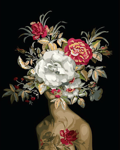 Peinture par numéros - Femme et Explosion de Fleurs
