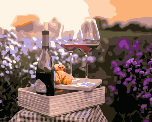 Verres de vin dans les champs