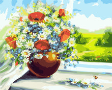Charger l&#39;image dans la galerie, Vase de fleurs et vue sur les champs