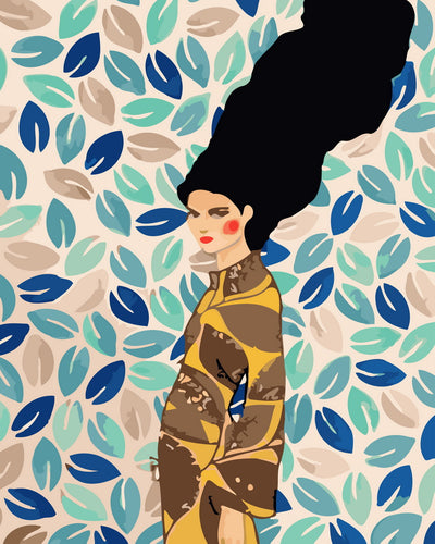 Design de femme et feuilles