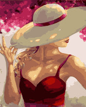 Charger l&#39;image dans la galerie, Peinture par numéros - Femme au Chapeau et Robe rouge