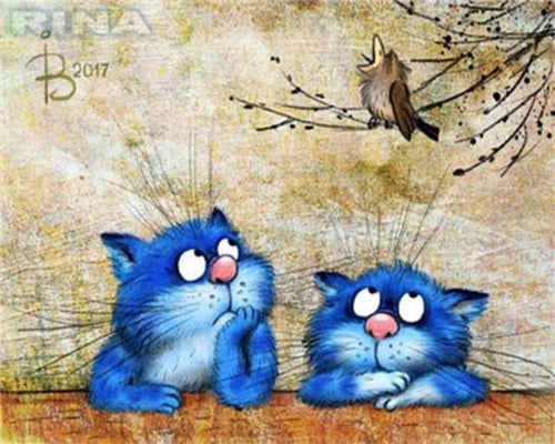 peinture par numéros | Petits Chats Bleus | animaux, chats, complexe | FiguredArt