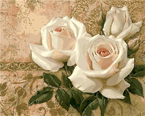 peinture par numéros | Trois Fleurs Blanches | fleurs, intermédiaire | FiguredArt