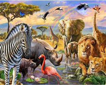 Charger l&#39;image dans la galerie, peinture par numéros | Les Animaux d’Afrique | animaux, complexe, lions, rhinocéros, zèbres | FiguredArt