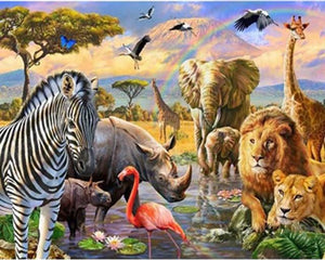 peinture par numéros | Les Animaux d’Afrique | animaux, complexe, lions, rhinocéros, zèbres | FiguredArt