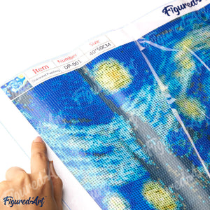 Broderie Diamant | Broderie Diamant - Bonhomme de Neige Content | Broderie Paysages hiver paysages | FiguredArt