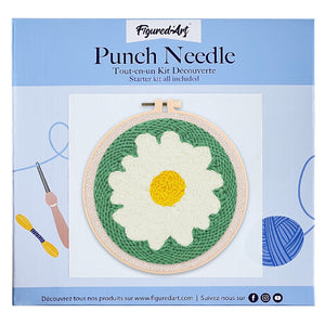 Punch Needle Marguerite blanche