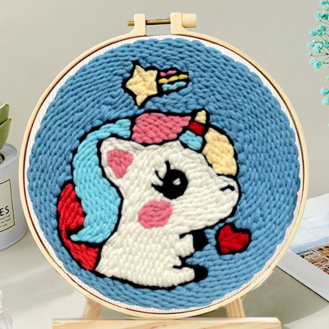 Punch Needle Licorne et Etoile filante