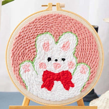 Charger l&#39;image dans la galerie, Punch Needle Lapin et Noeud rouge