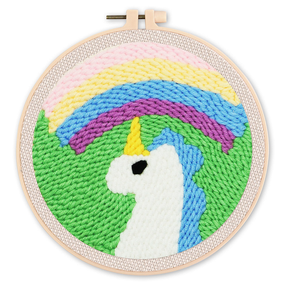 Punch Needle Licorne et Arc en Ciel