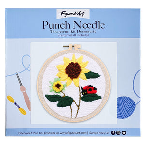 Punch Needle Fleurs et Coccinelle