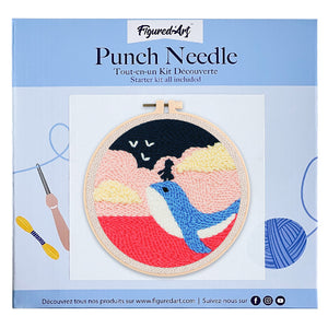 Punch Needle Baleine bleue et Fillette