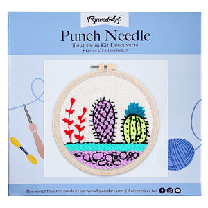 Punch Needle Cactus sur fond blanc