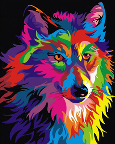 Broderie Point de Croix - Loup Pop Art