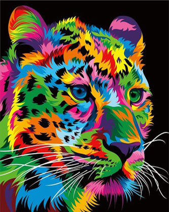 Broderie Point de Croix - Panthère Pop Art