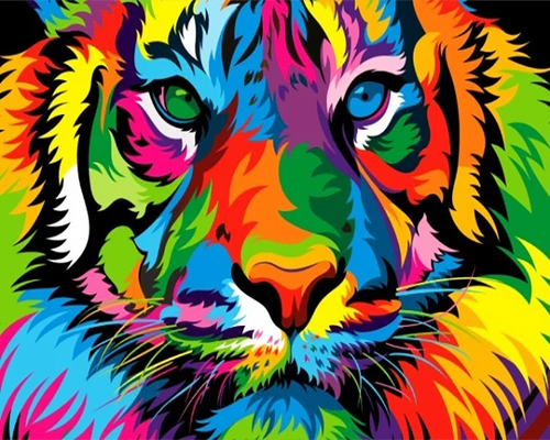 Broderie Point de Croix - Tigre Pop Art