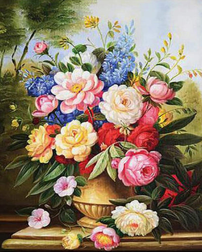 Broderie Point de Croix - Bouquet Multicolore
