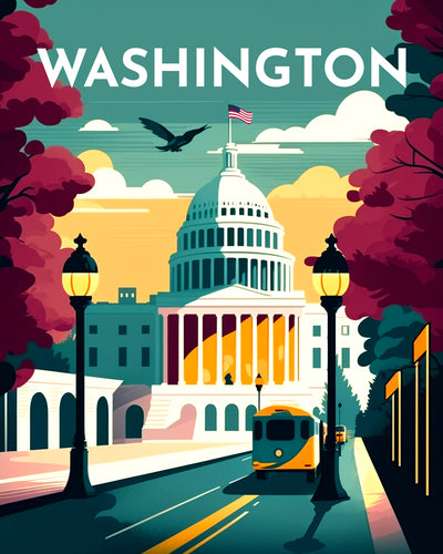 Broderie Diamant - Affiche Poster Washington